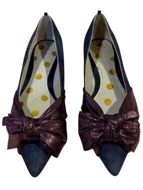 Boden Suede Pointed Toe Suede Vanessa Bow Heeled Flats Shoes